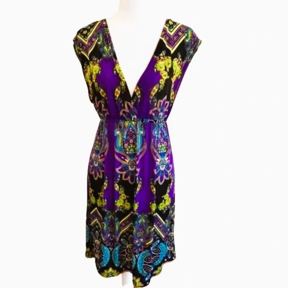 Purple Slinky Sexy V-Neck Plunge Dress / Size Med Bobbie Brooks